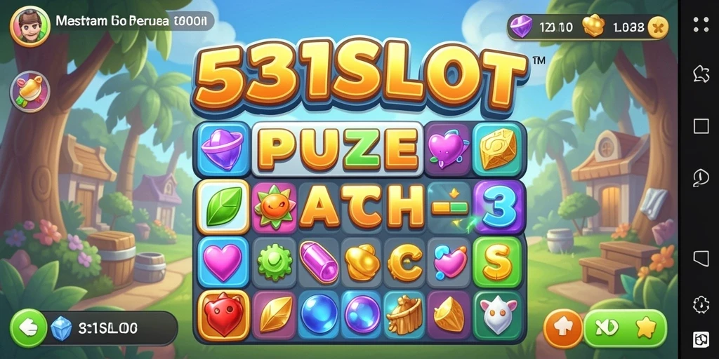 Tampilan menarik dari gameplay Match-3 531SLOT yang penuh warna.