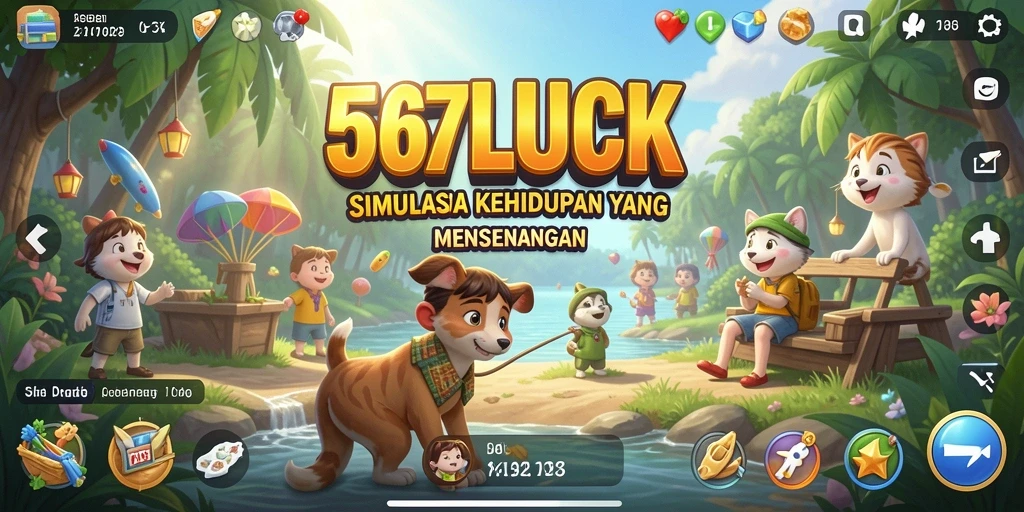 Tangkapan layar gameplay 567LUCK yang menampilkan interaksi karakter.