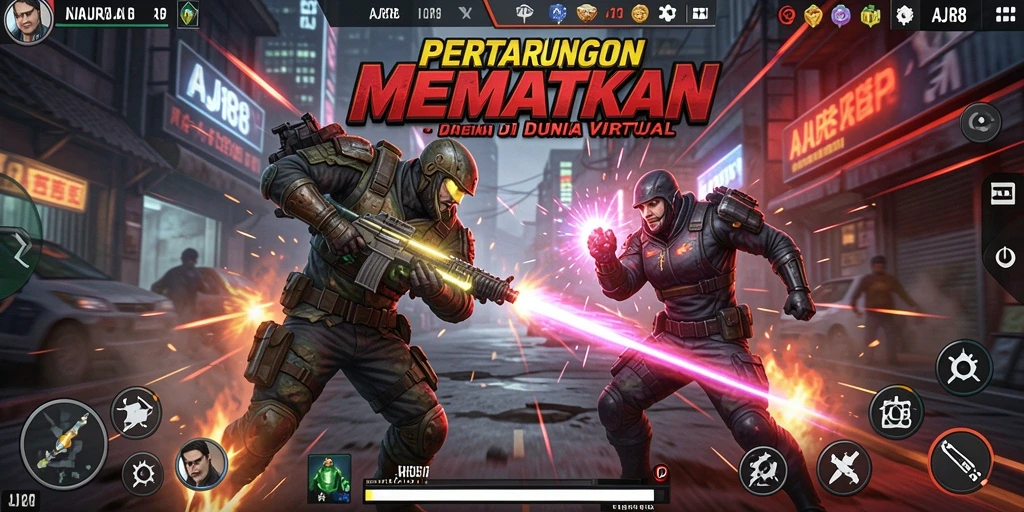Screenshot gameplay AJR88 menunjukkan pertarungan seru dan karakter dinamis.