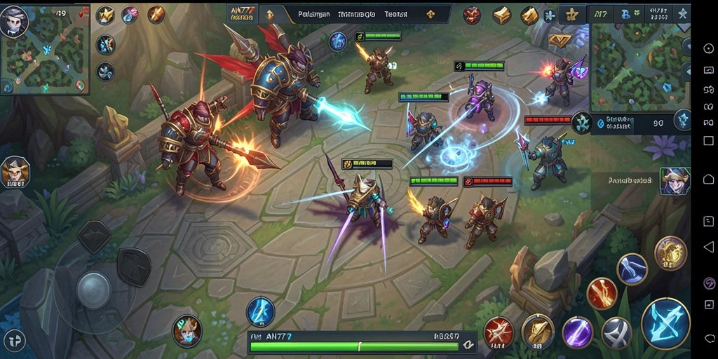 Tangkapan layar AN777 menunjukkan aksi pertempuran yang dinamis dalam gameplay SLG.
