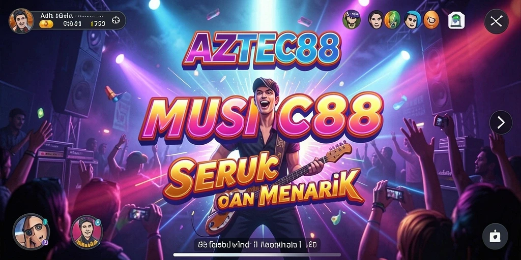 Screenshot game AZTEC88 menampilkan aksi permainan musik yang seru.