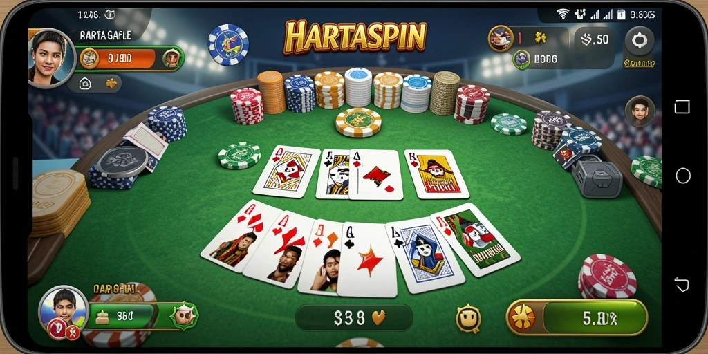 Screenshot HARTASPIN memperlihatkan gameplay Gaple yang seru.