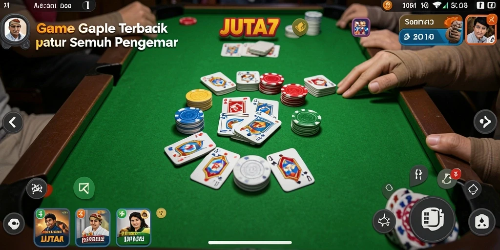 Screenshot gameplay JUTA7 menampilkan aksi seru permainan Gaple.