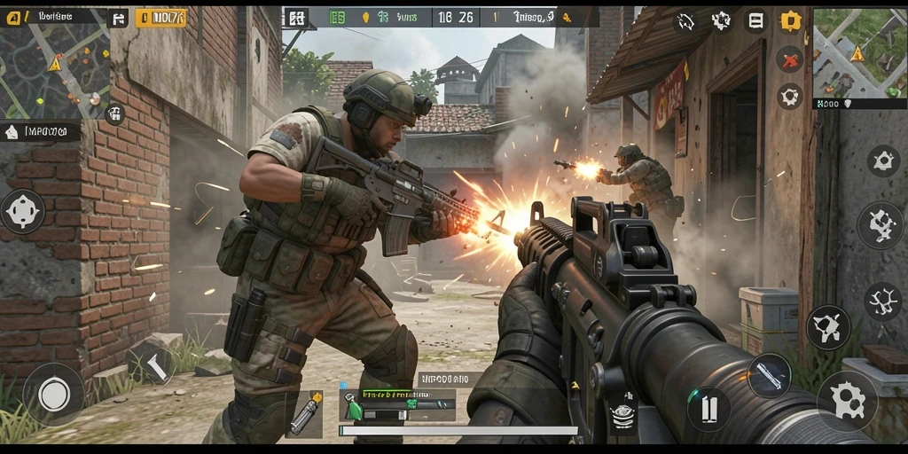 Tangkapan layar MPO76 menampilkan aksi FPS yang mendebarkan dalam pertempuran.