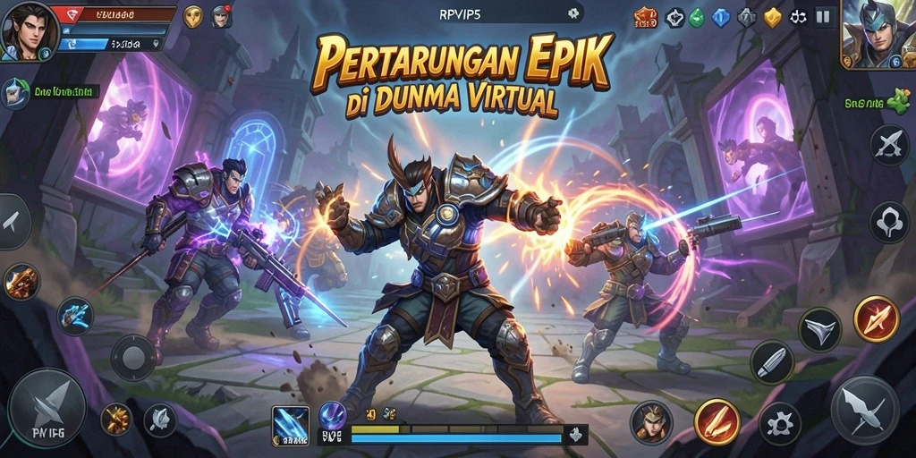 Screenshot gameplay RPVIP5 menampilkan pertarungan yang intens dan mendebarkan.