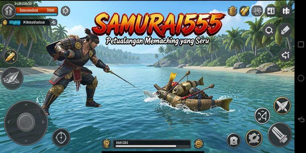 Tampilan gameplay SAMURAI555 yang menampilkan aksi memancing seru.