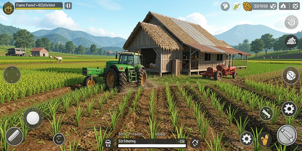 Tampilan gameplay SD107 dengan aktivitas pertanian yang seru.