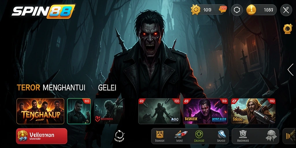 Screenshot utama SPIN88 menampilkan suasana mencekam dan gameplay yang menegangkan.