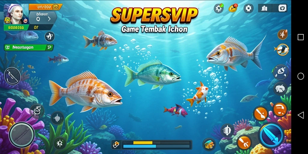 Tampilan seru dari gameplay Tembak Ikan SUPERSVIP.
