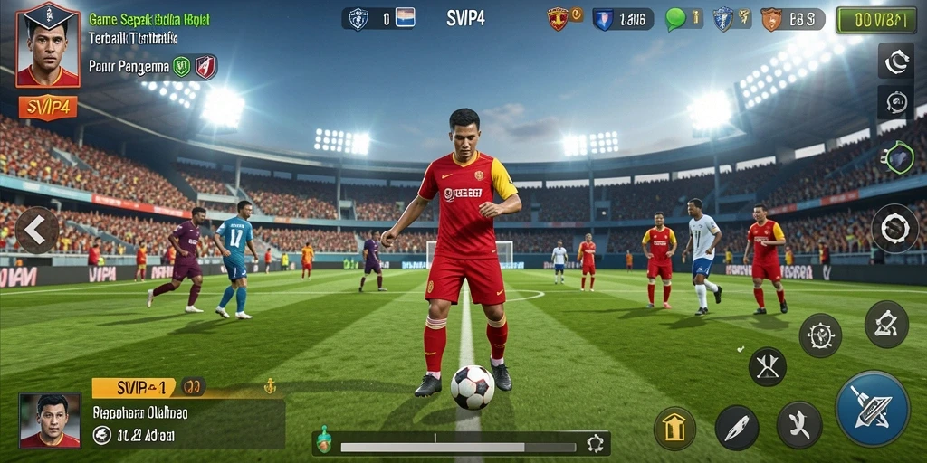 Tangkapan layar gameplay SVIP4 yang mendebarkan di lapangan sepak bola.