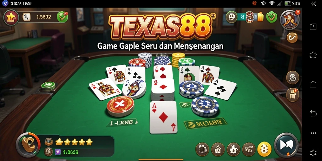 Tampilan gameplay seru di TEXAS88 dengan teman-teman.