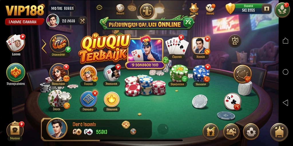 Tangkapan layar utama VIP188 yang menampilkan aksi permainan QiuQiu.